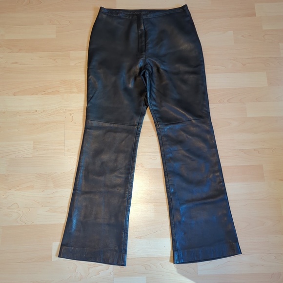 Vintage Danier Black Leather High Rise Bootcut Pants - Picture 3 of 12